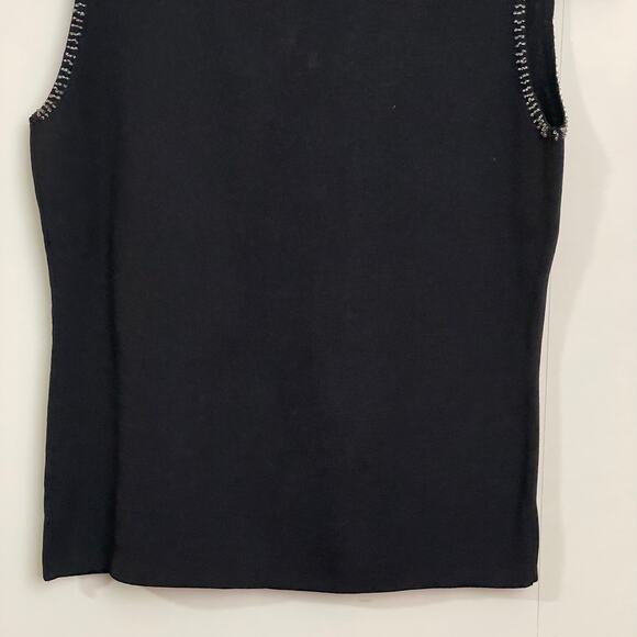 Vintage S 1990s tank top beaded sequin evening party cocktail black silver - Picture 7 of 7